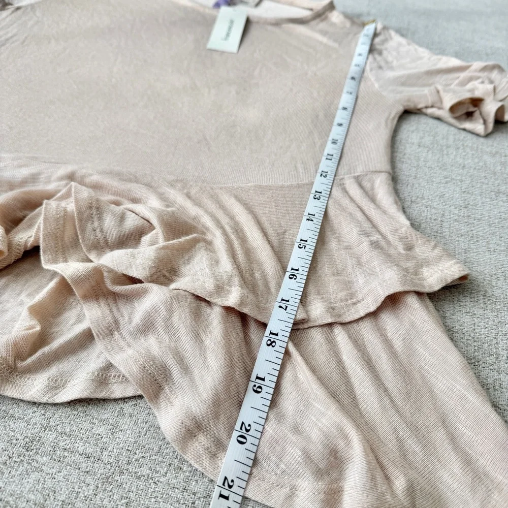 Francesca’s Beige Sand Ruffle Hem Tee Shirt T-Shirt - Picture 9 of 13